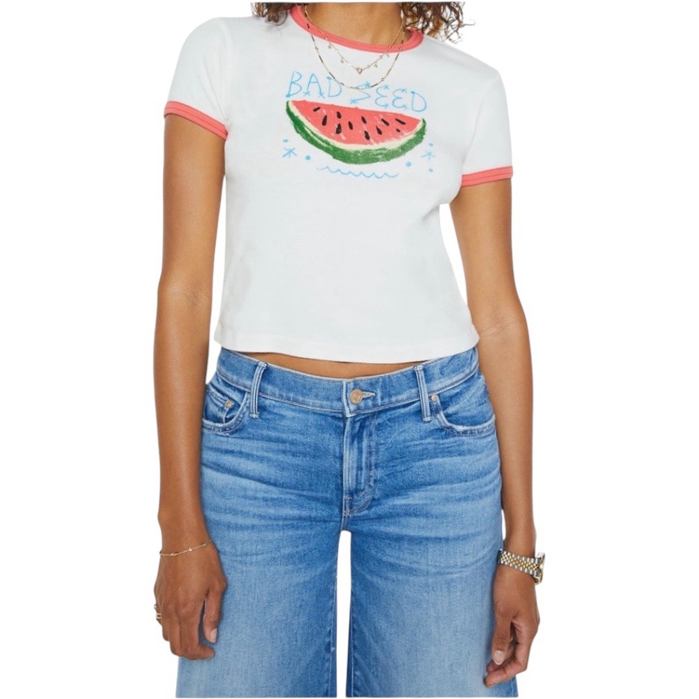 MOTHER Itty Bitty Bad Seed Graphic Baby Tee White Size Medium NWT
